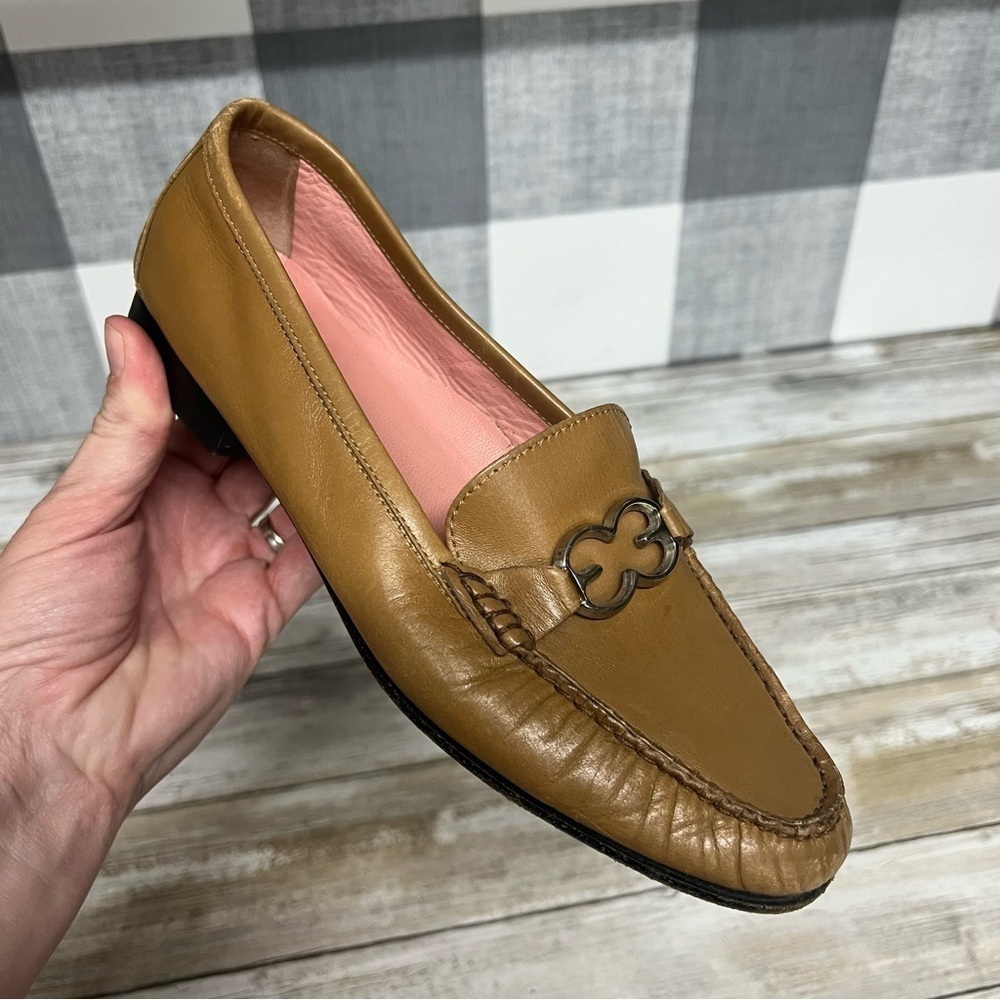 Escada Tan Leather Loafers